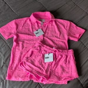 Beach Riot Hot Pink Top & Matching Shorts Set